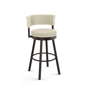 Rosco 26.75 in. Cream boucle polyester/Dark Brown Metal Counter Stool