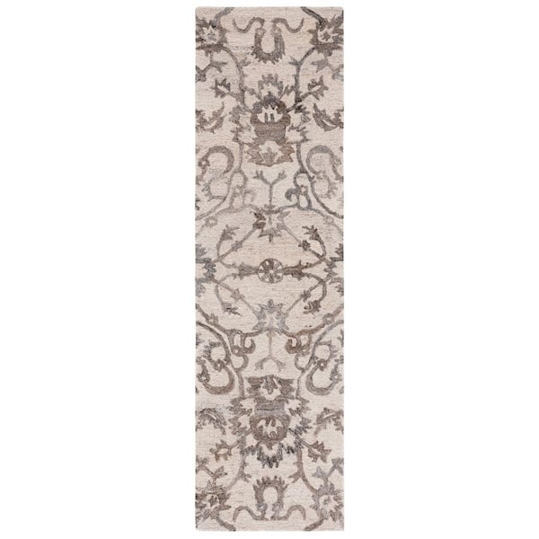 SAFAVIEH Anatolia 2 ft. x 8 ft. Ivory/Brown Traditional Garden Runner Rug