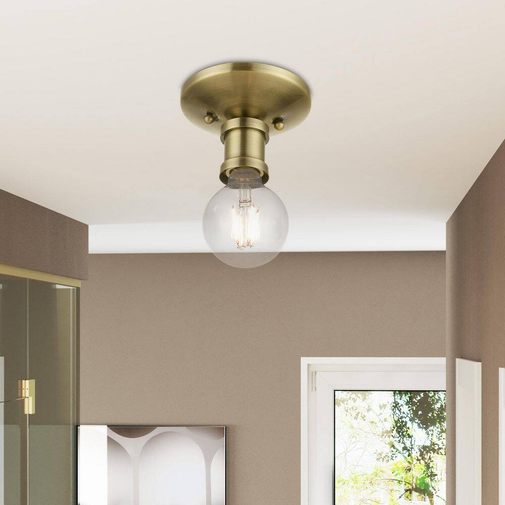 Lansdale Antique Brass 1-Light Flush Mount for Indoor/Outdoor