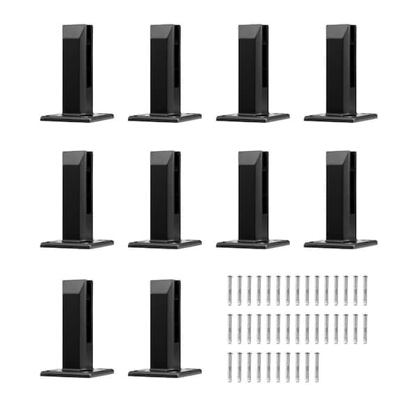 Glass Clamp 10 pcs 6.3 in. H x 3.94 in. W Black Stainless Steel Stair Railing Kit Railing Bracket for 0.31 to 0.47 in.