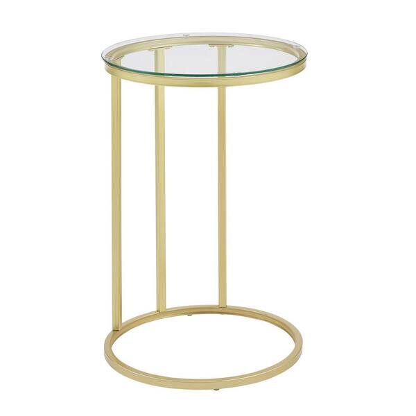 Walker Edison Furniture Company 16 In Glass Gold Round C Table Hd8532 The Home Depot Glass Gold Round C Table, Round C Table