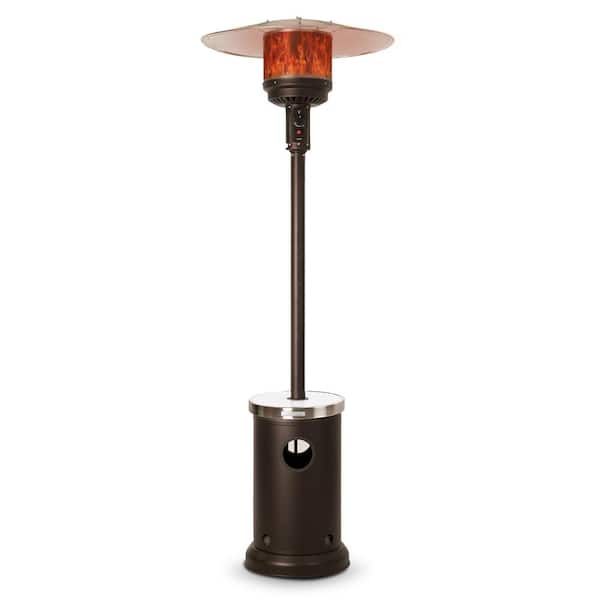 48,000 BTU Mocha Finish Powder Coated Gas Patio Heater with Permanent LED Table