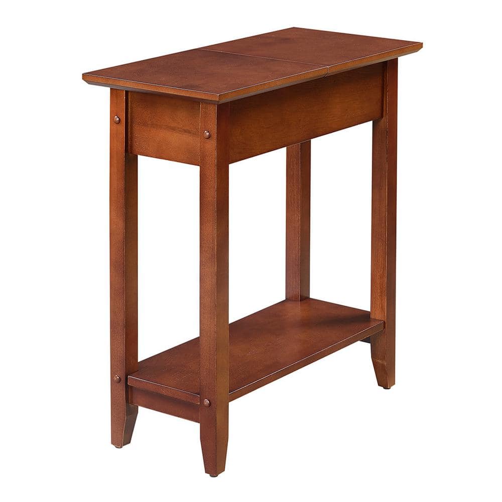 Heritage Mahogany Square Flip-Top End Table with Shelf
