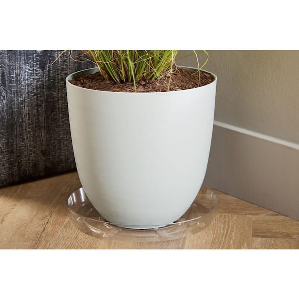 12 in. W x 1.4 in. H Clear Medium-Duty Plastic Plant Saucer