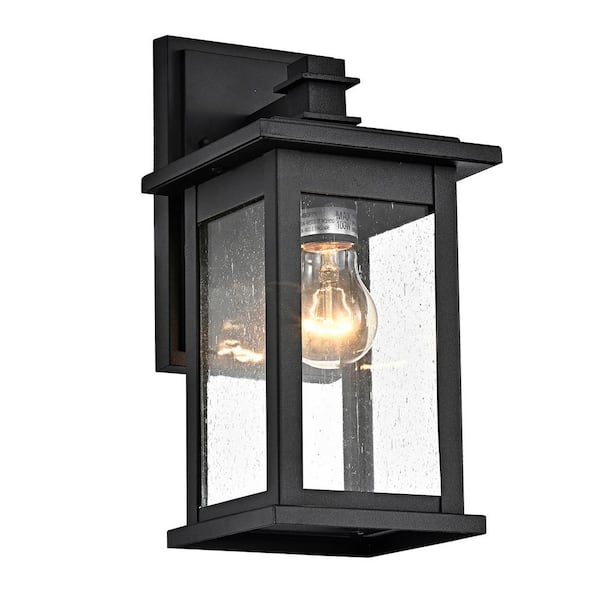 Jushua 1-Light Matte Black Outdoor Wall Lantern Sconce with Anti-Rust and Waterproof
