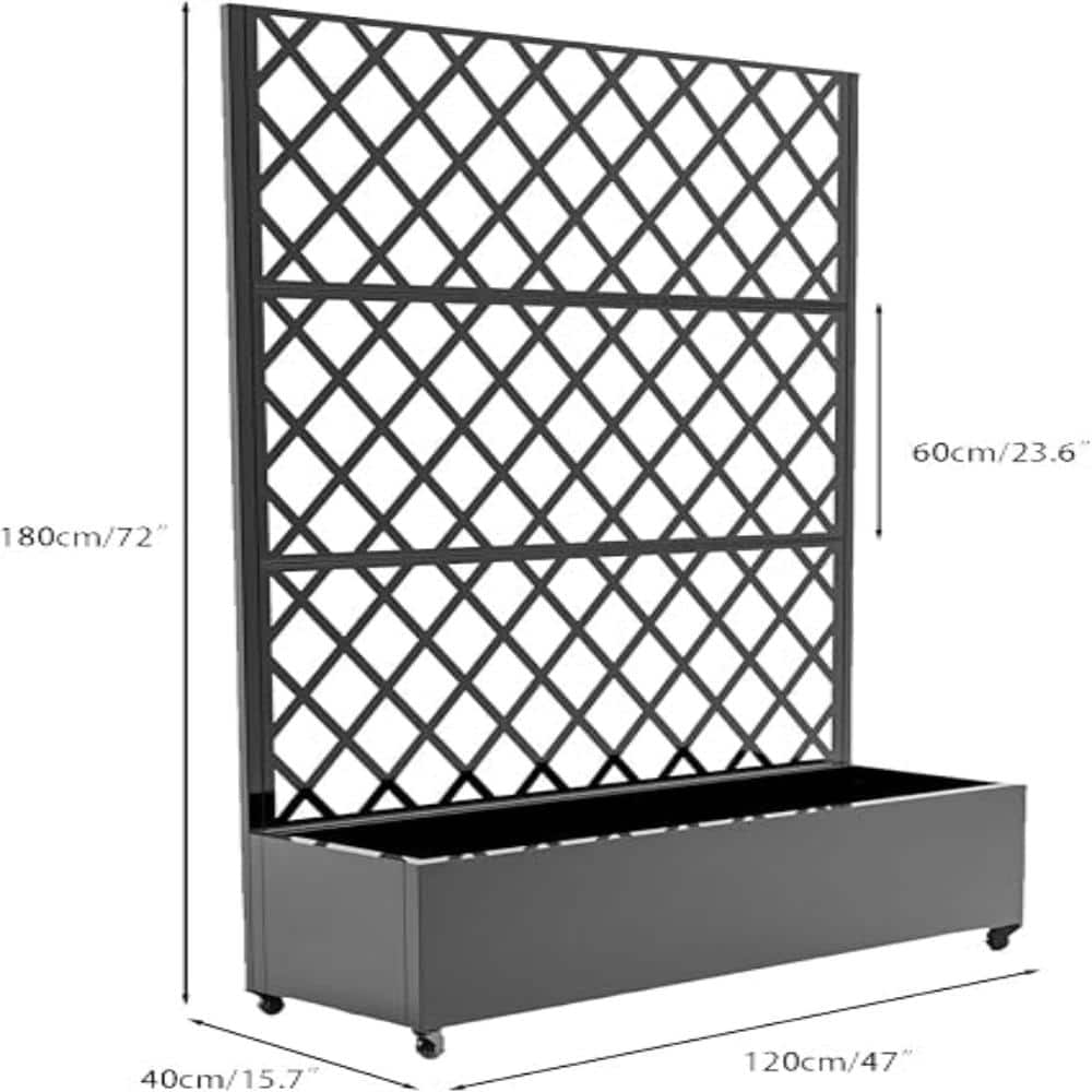 "72""x47"" Galvanized Raised Garden Bed with Trellis on Locking Wheels,Mobile Metal Planter Box for Climbing Plants-Diamond" price history on PriceWatchPro