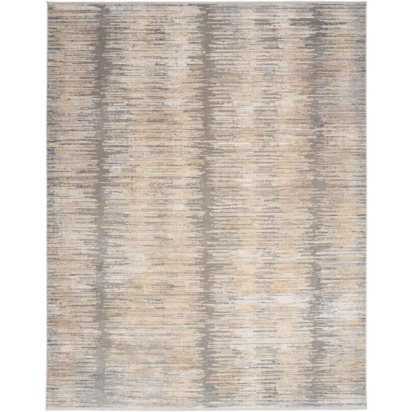 Nourison Modern Abstract Grey Gold 8 ft. x 10 ft. Abstract Contemporary Area Rug