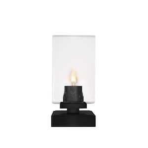 Quincy 8.25 in. Matte Black Accent Lamp with Glass Shade