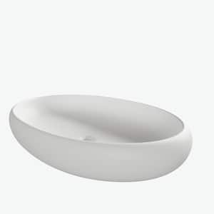 Graziano Matte White Solid Surface Oval Vessel Sink