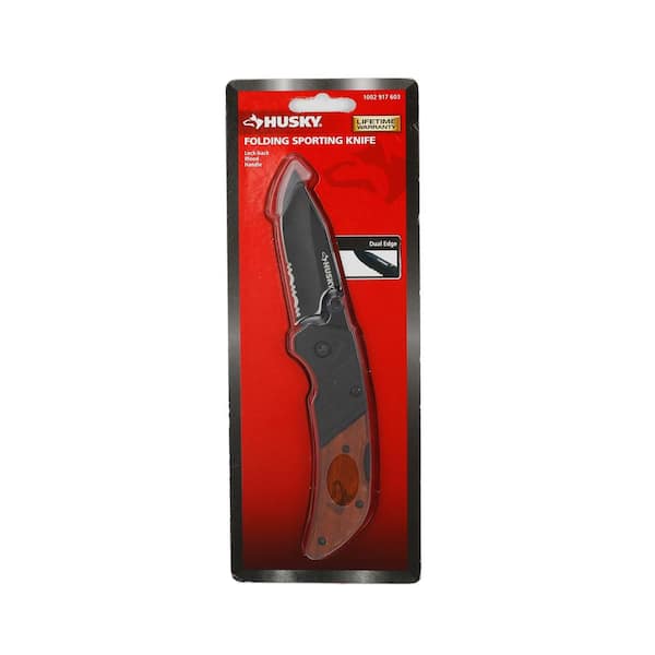 Husky 2.875 Steel Dual Edge Clip Point Folding Knife 99741 - The