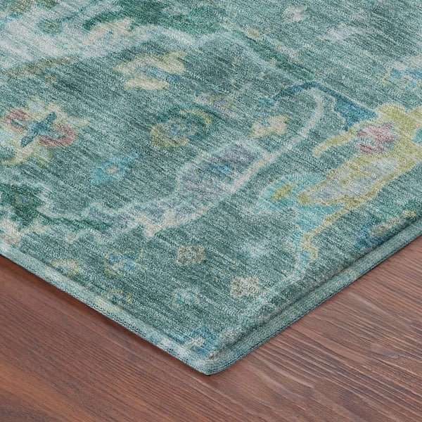 Mayfield Premium Machine Washable Abstract AMF2232 Teal 3 ft. x 4 ft. Area Rug
