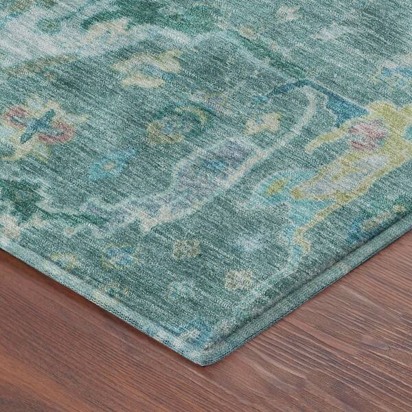 Mayfield Premium Machine Washable Abstract AMF2232 Teal 3 ft. x 5 ft. Area Rug