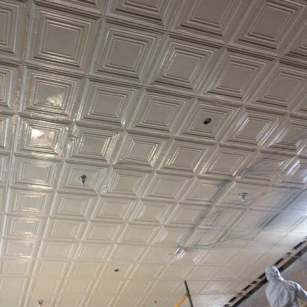 Williamsburg White 2 ft. x 2 ft. Steel Ceiling Tile