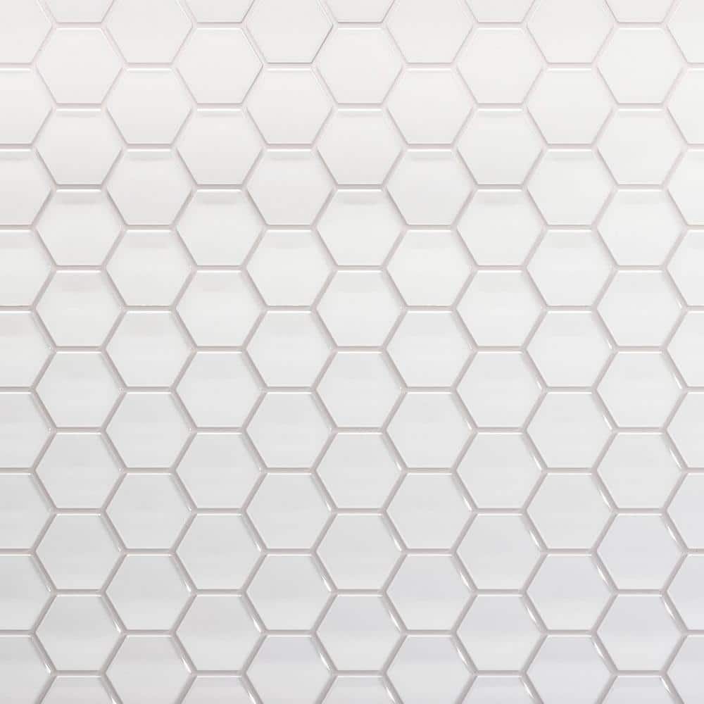 Soft Ivory Gloss Glass Hexagon Mosaic Tile for Walls