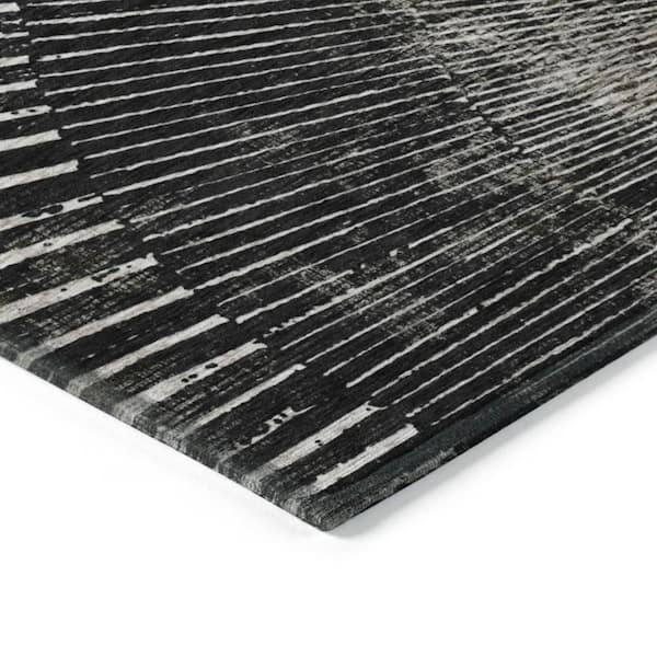 Black and Ivory 9 ft. x 12 ft. Woven Abstract Rectangle Indoor/Outdoor Area Rug