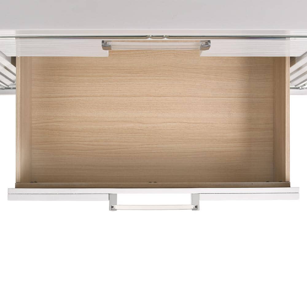 White Glam 2-Drawer Nightstand with USB Ports
