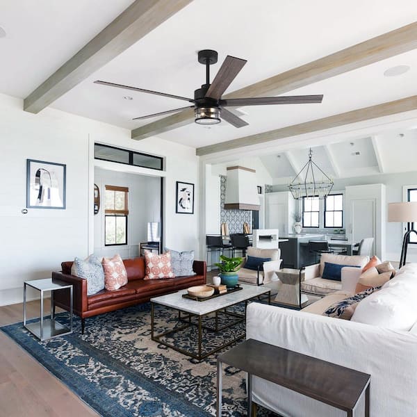 Barnn 65 in. Industrial Matte Black Downrod Mount LED Ceiling Fan with Lights and Remote Control