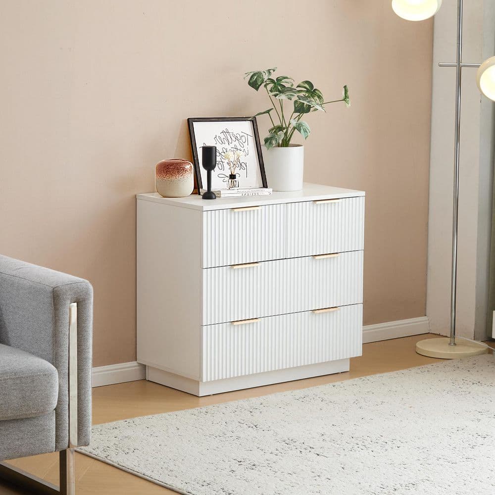 Karl home White 4 Drawer 28.35 in. Wide Chest of Drawers