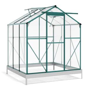 6.2 ft. W x 6.3 ft. D Outdoor Patio Walk-in Polycarbonate Greenhouse with 2 Windows and Base