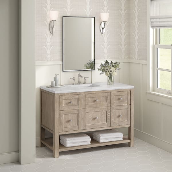 Breckenridge 47.88 in. W x 23.38 in. D x 33.0 in. H Bath Vanity Cabinet Without Top in Whitewashed Oak