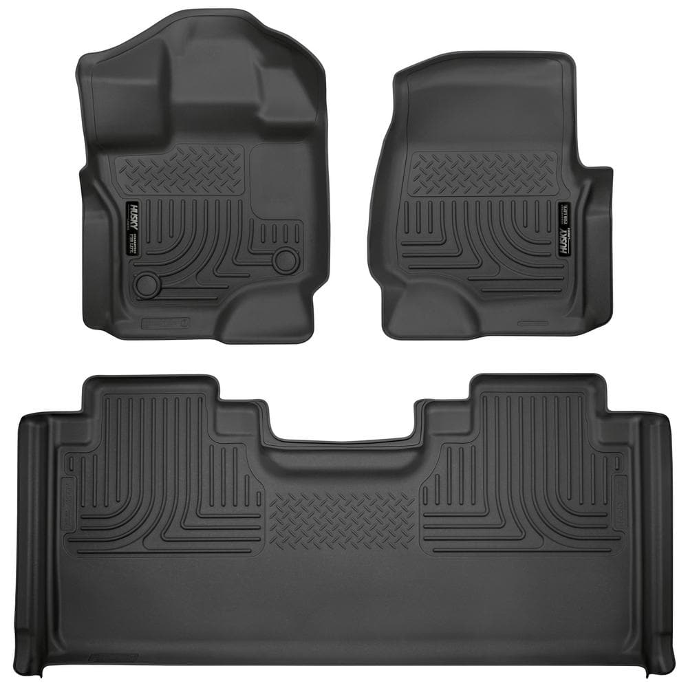 Husky by RealTruck Black Front and 2nd Seat Floor Liners Compatible with 2015-2019 Ford F-150 SuperCab