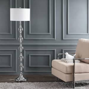 Lucida 60 in. Chrome/Clear Floor Lamp with Off-White Shade