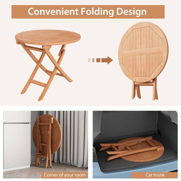thumbnail image 2 of GOLINPEILO Folding Wooden Patio Table, Solid Teak Wood Outdoor Table, Foladble Dining Table With Umbrella Hole For Home, Patio, Garden, Balcony, 43.3"x43.3"x29.5" Solid Wood Teak, Octagon,-486 2 of 14