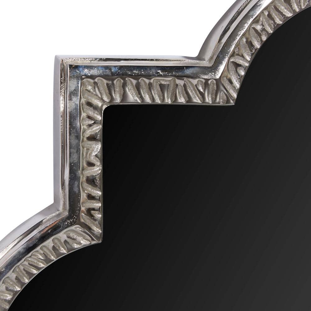 Elegant Silver Quatrefoil 40" Square Aluminum Wall Mirror