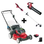 Flex-Force 60V Cordless 3-Tool Combo Kit; 21 in. Walk Behind Lawn Mower, Blower & String Trimmer - Charger/5.0Ah Battery