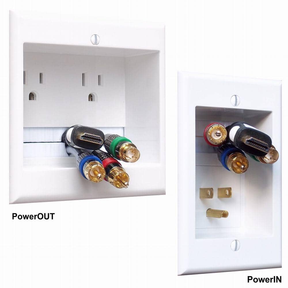 White Plastic 2-Gang In-Wall Cable Management System