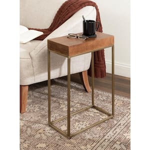 Karlsen 16 in. Walnut Brown Rectangle Solid Wood End Table