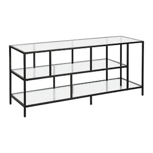 Winthrop 55 in. Blackened Bronze Metal TV Stand Fits TVs Up to 55 in. with Glass Shelves