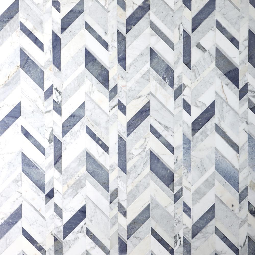 Ivy Hill Tile Tyra Azur 4 in. x 0.39 in. Polished Marble Wall Mosaic Tile  Sample EXT3RD106778 - The Home Depot