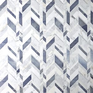 Tyra Azur 11.81 in. x 18.89 in. Polished Marble Wall Mosaic Tile (1.55 sq. ft./Each)