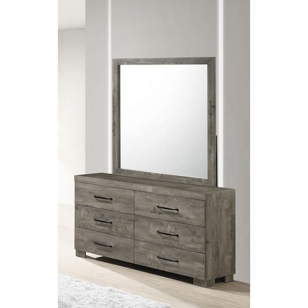 Nico Antique Grey Color 6-Drawer 16.38 in W. Dresser With Mirror