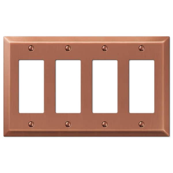 Metallic 4 Gang Rocker Steel Wall Plate - Antique Copper