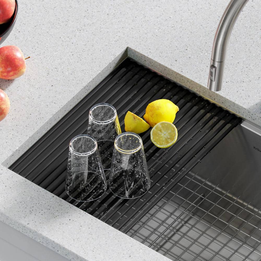 Gray Stainless Steel Foldable Over-the-Sink Dish Drying Rack