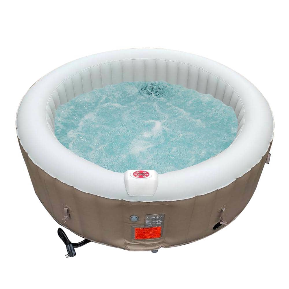 Brown Round Inflatable 6-Person Hot Tub Spa with Cover