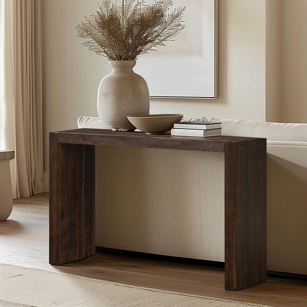 Monterey Dark Wood Rectangular Console Table with Brushed Finish