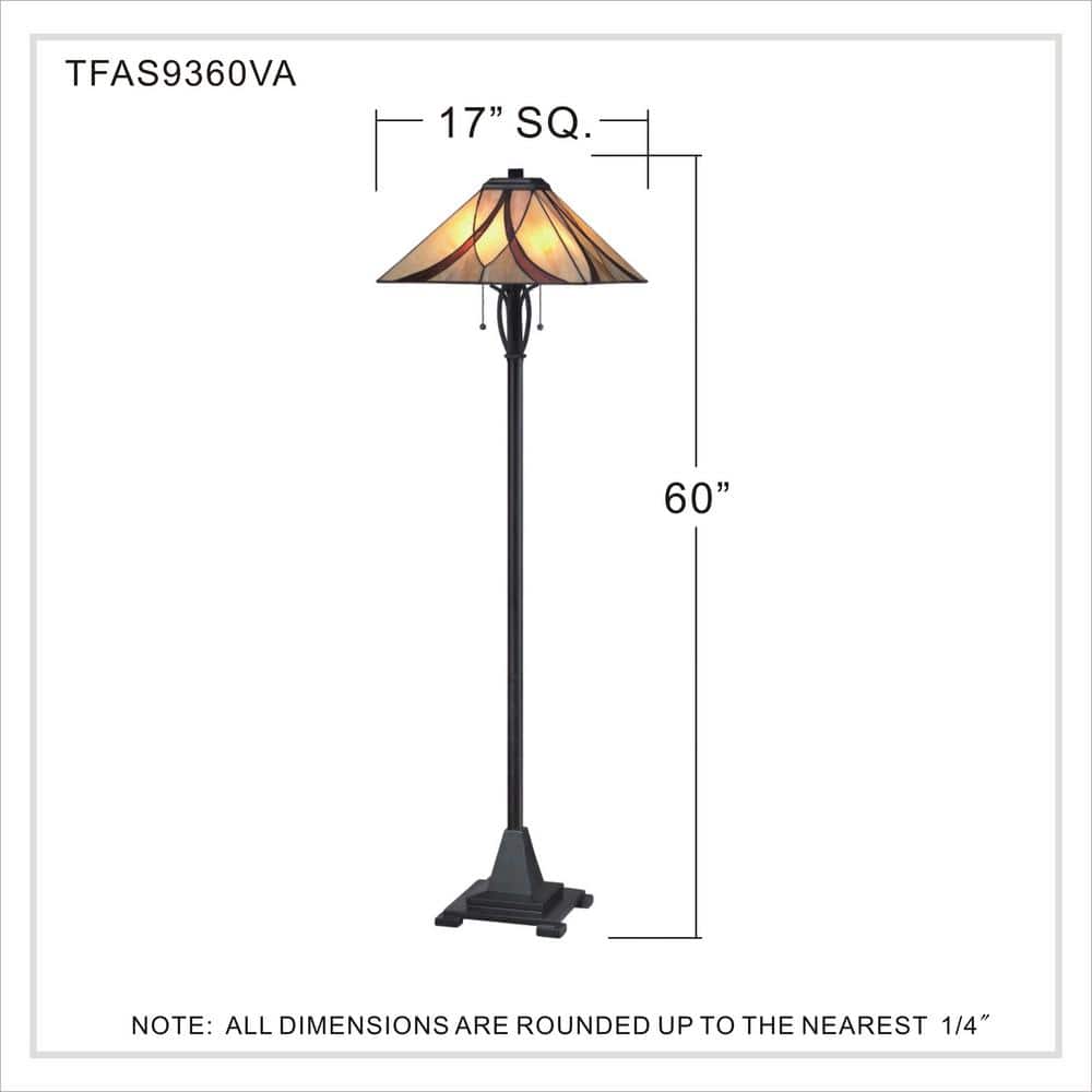 Asheville Bronze 60" Floor Lamp with Tiffany Glass Shade
