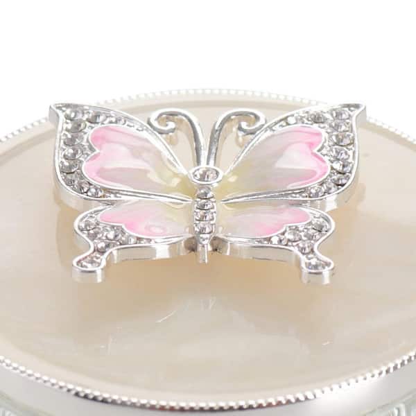 Butterfly Treasure Chest Jewelry Storage Box with Big Crystal