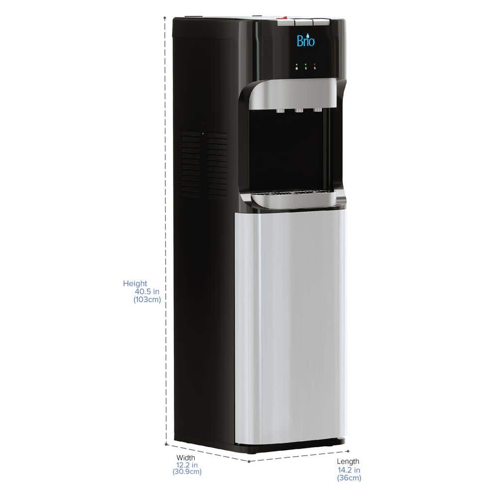 Brio Black Stainless Steel Bottleless Water Cooler Dispenser with 2-Stage Filter