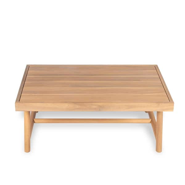 Galena Modern Patio Solid Wood Rectangle Outdoor Coffee Table, Teak Finish