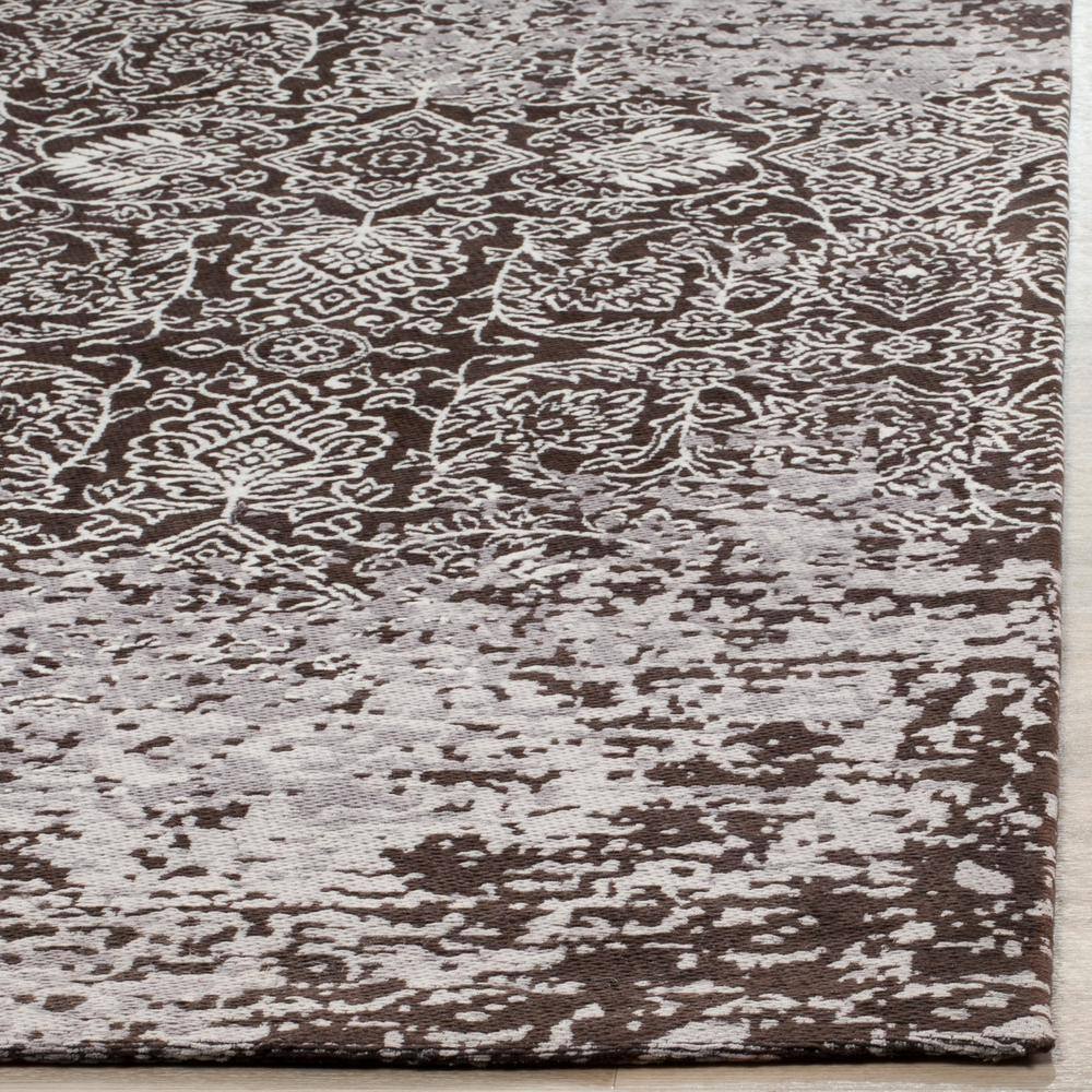 Silver and Brown Flat Woven Viscose Area Rug