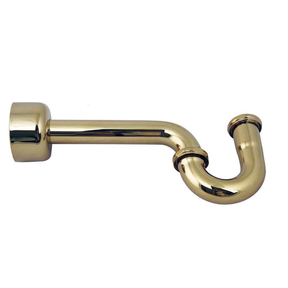 Polished Brass 1-1/2" P-Trap Pipe with High Box Flange