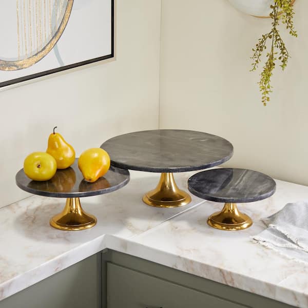 Black Aluminum Glam Cake Stand (Set of 3)