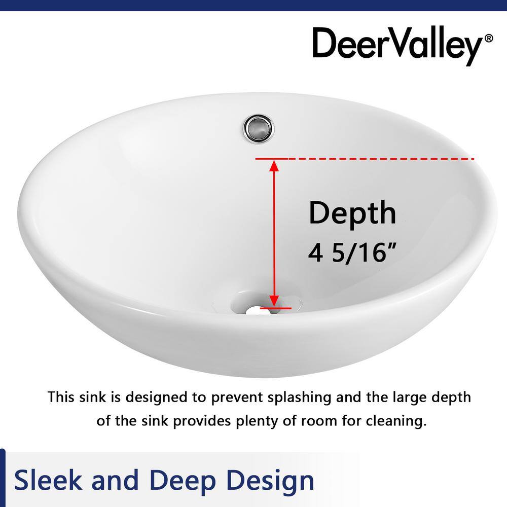 Symmetry 17" Circular White Ceramic Vessel Bathroom Sink