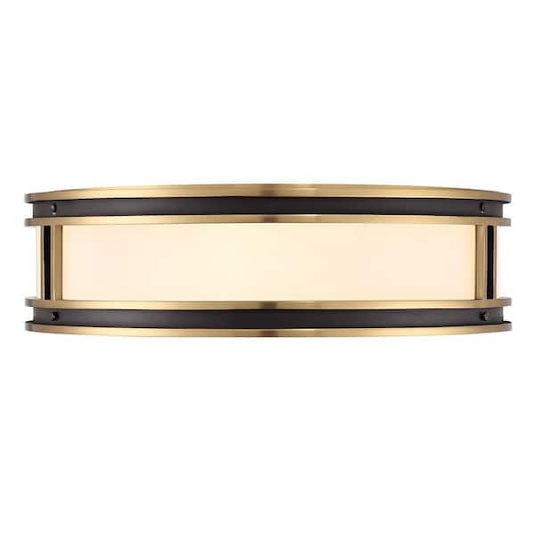 Alberti 18.50 in. 4-Light Matte Black with Warm Brass Accents Flush Mount