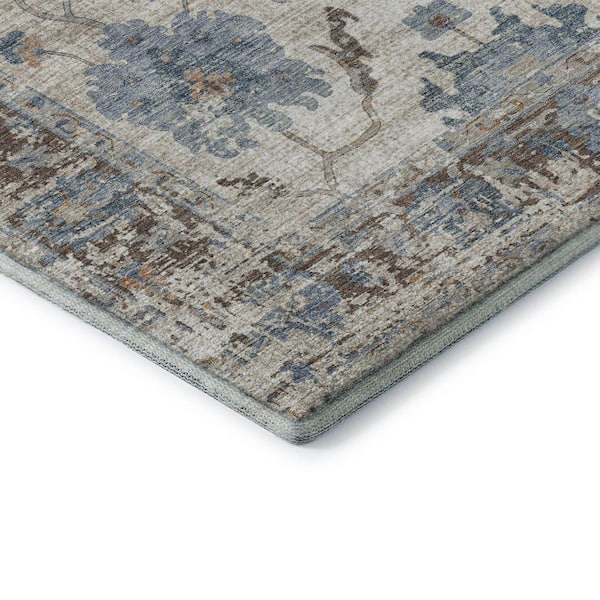 Mayfield Premium Machine Washable Abstract AMF1976 Putty 8 ft. x 10 ft. Area Rug