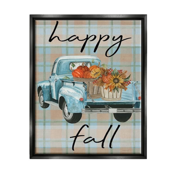 Stupell Industries Happy Fall Flower Truck by Cindy Jacobs 1 Piece Floater Frame Graphic Print Travel Poster Art Print 31 in. x 25 in.